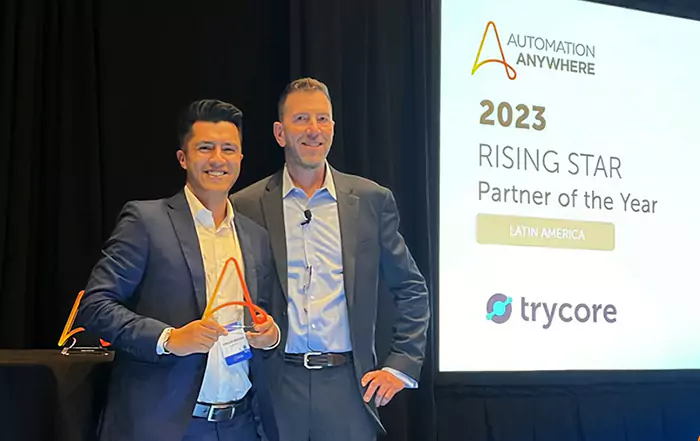 De izquierda a derecha: Benjamin Yerushalmi, Senior Vice President, Global Alliances & Channels at AAI, Carlos Segura, CEO Trycore
